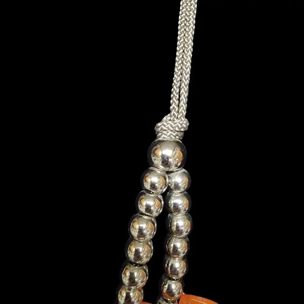 Orange & Gunmetal‎ Gray Statement Necklace Waterdrop Beads Chunky Funky Y2K